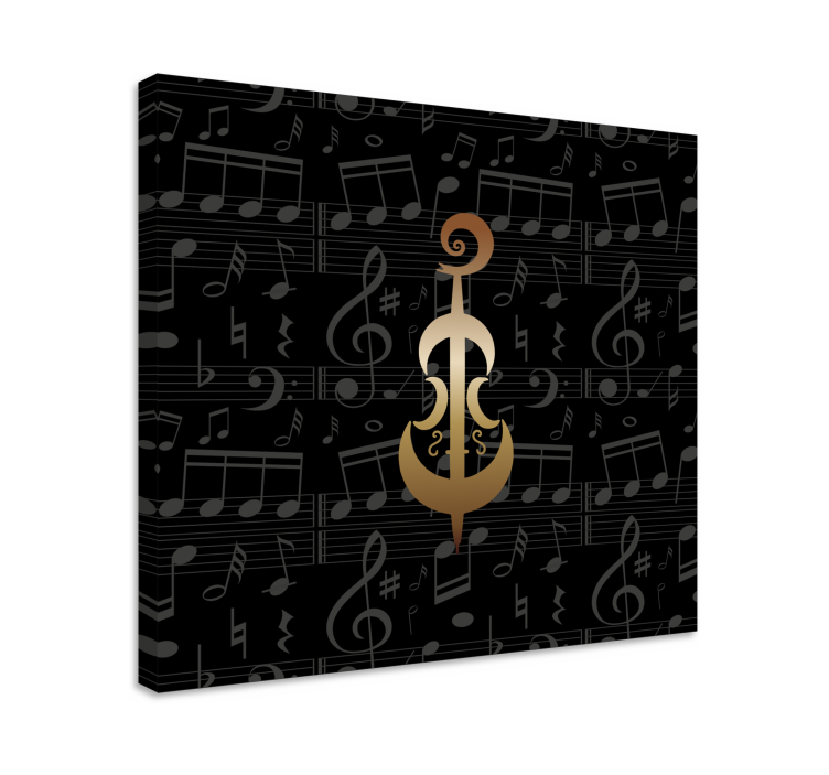 Golden Cello silhouette Music canvas - TenStickers