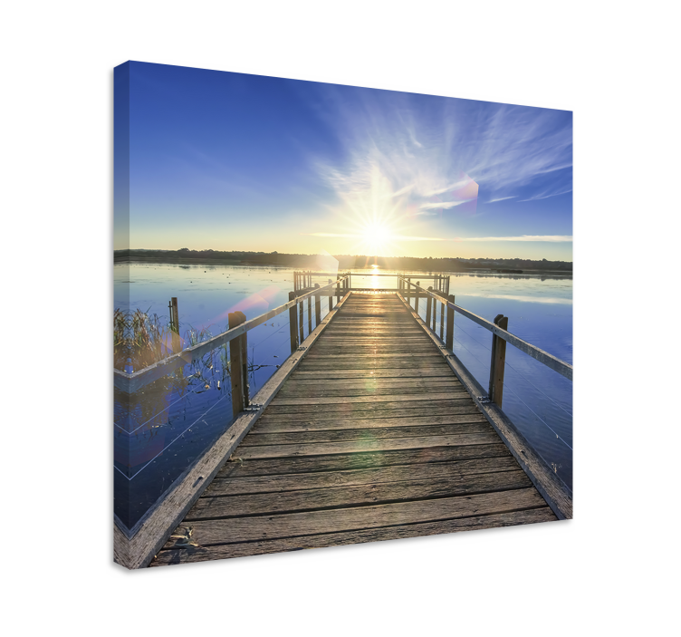 Wooden dock bridge sunset view 3D canvas prints - TenStickers
