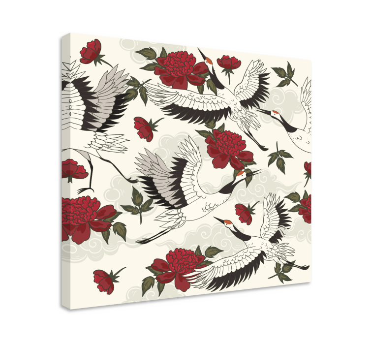 Mandala canvas cranes and blooms art print - TenStickers
