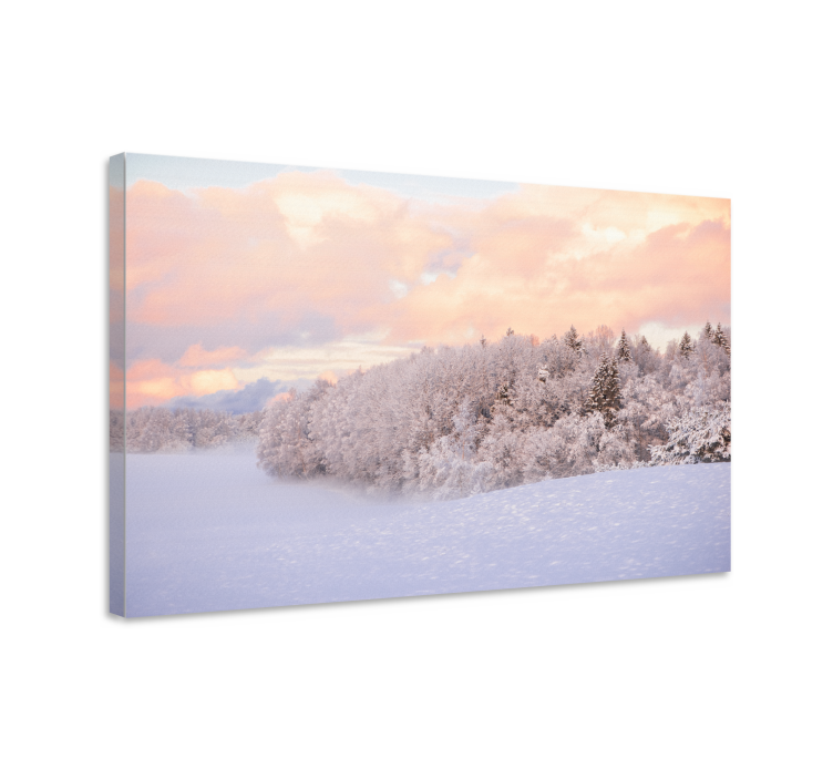 Pastel color forest with fog landscape canvas - TenStickers