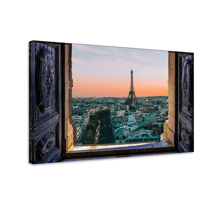 Doors with views to Eiffel city canvas prints - TenStickers