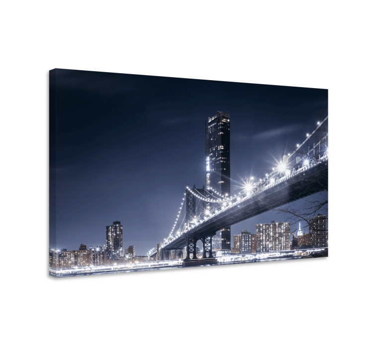 Cityscape wall art brooklyn bridge illuminations - TenStickers