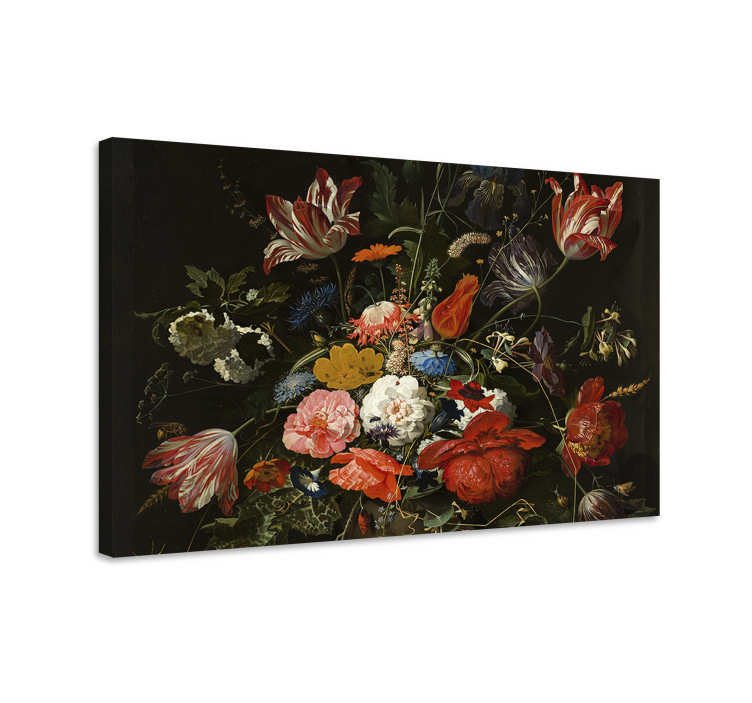 Red blue and white flowers  canvas art prints - TenStickers