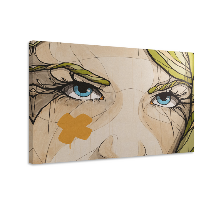 People canvas expressive female portrait artwork - TenStickers