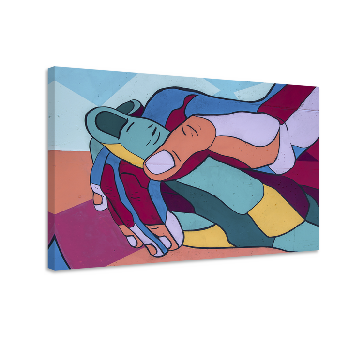 People canvas interlocking hands artwork - TenStickers