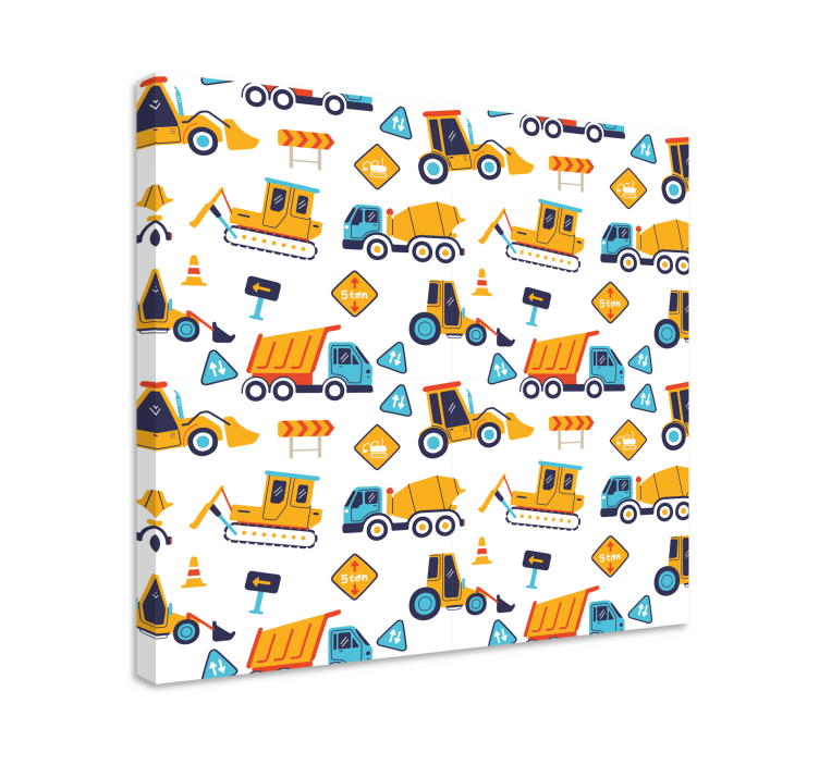 Cartoon construction site nursery canvas - TenStickers