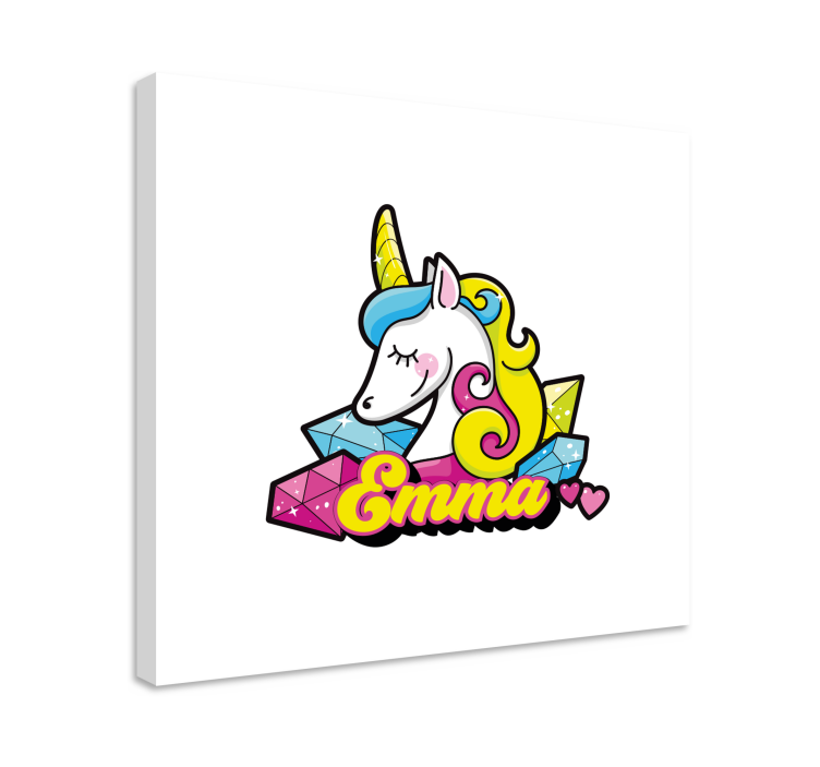 Pretty diamond unicorn personalised canvas - TenStickers
