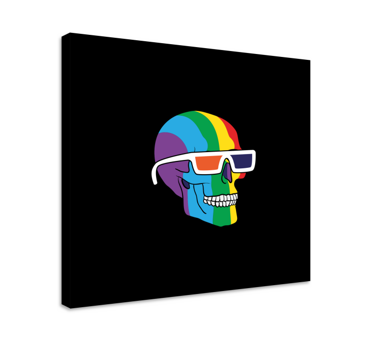 Fruit canvas wall art rainbow skull glasses - TenStickers