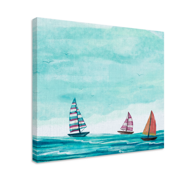 Nautical canvas art sailing boats at sea - TenStickers