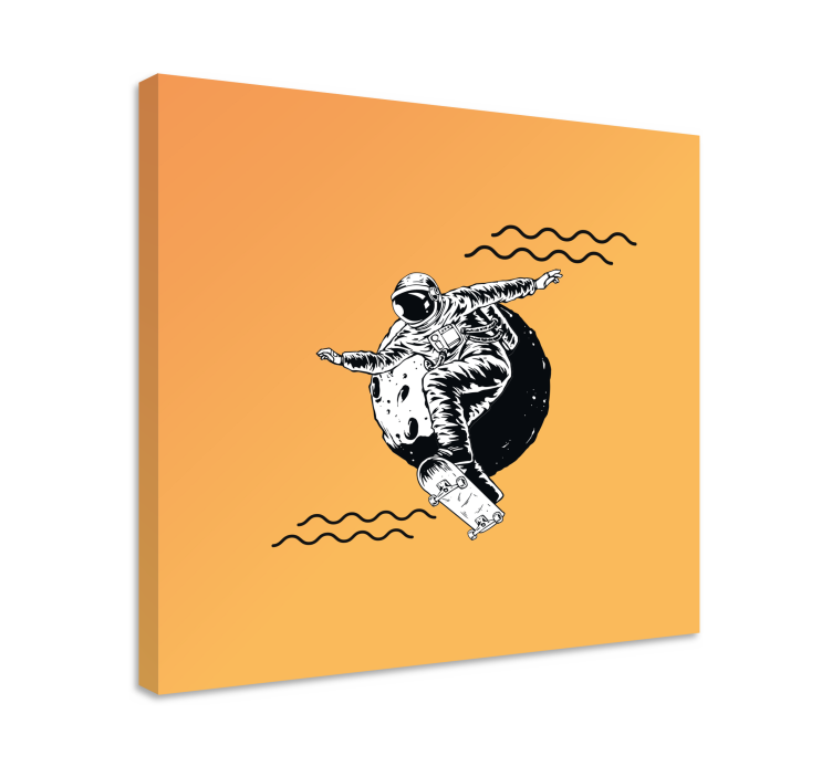 Framed gaming wall art cosmonaut skateboarding - TenStickers