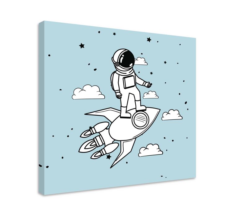Rocket astronaut and stars  modern canvas - TenStickers