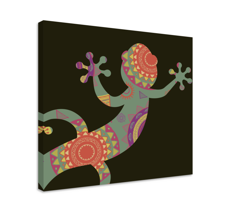 Gecko with floral mandala mandala canvas - TenStickers