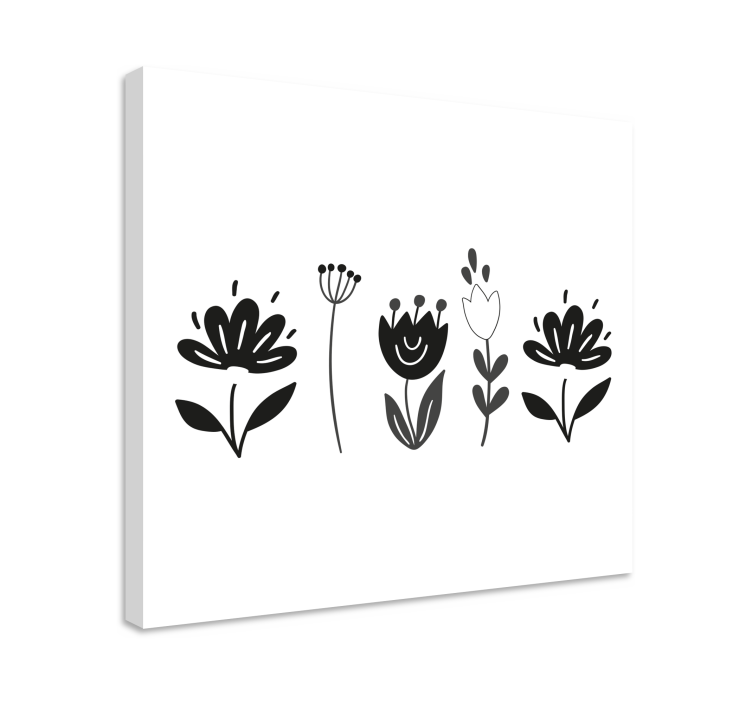 Black and white flowers flower canvas - TenStickers