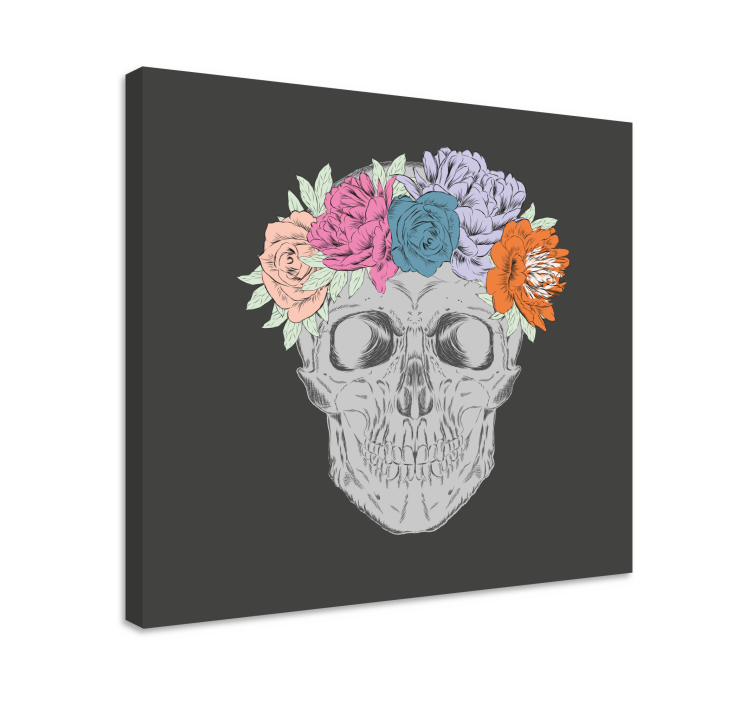 Flowers canvas skull floral design - TenStickers