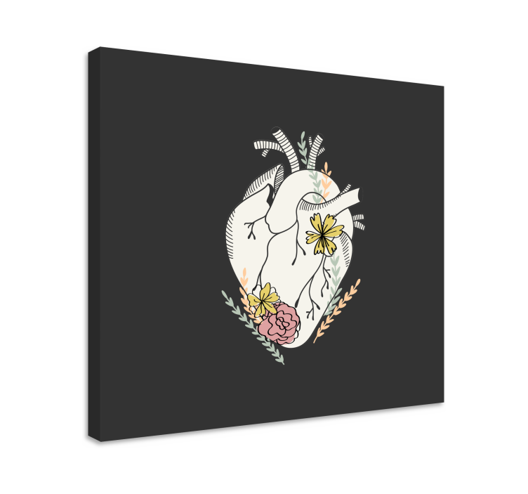 Heart with colorful flowers flower canvas - TenStickers