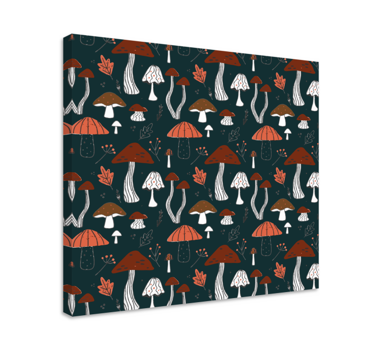 Blue mushroom pattern Plant canvas prints - TenStickers