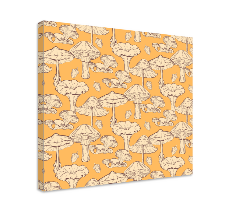 Handdrawn mushrooms plant canvas prints - TenStickers