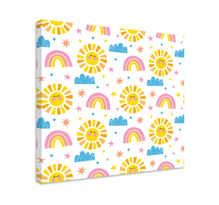 Suns and rainbow pattern nursery canvas - TenStickers