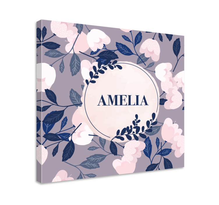 Flowers canvas with custom floral design name - TenStickers