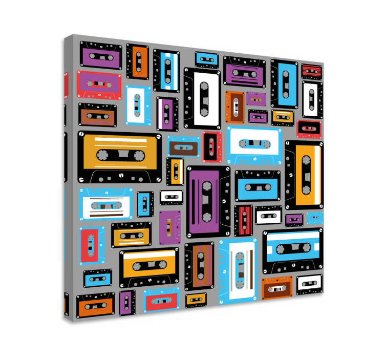 Retro 80s cassette tape pattern retro canvas - TenStickers