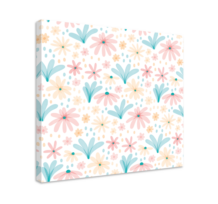 Pastel color flower pattern canvas - TenStickers