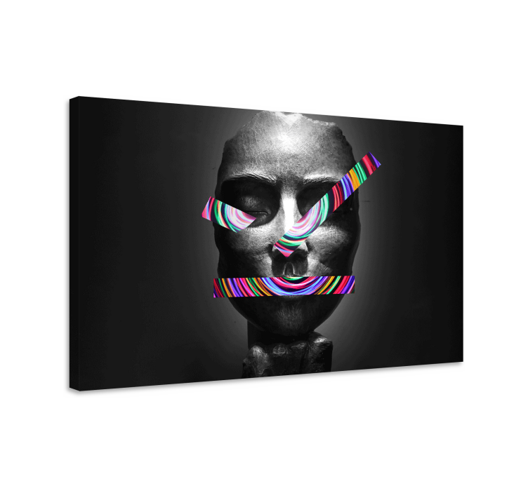 Face statue with psychedelic stripe canvas - TenStickers