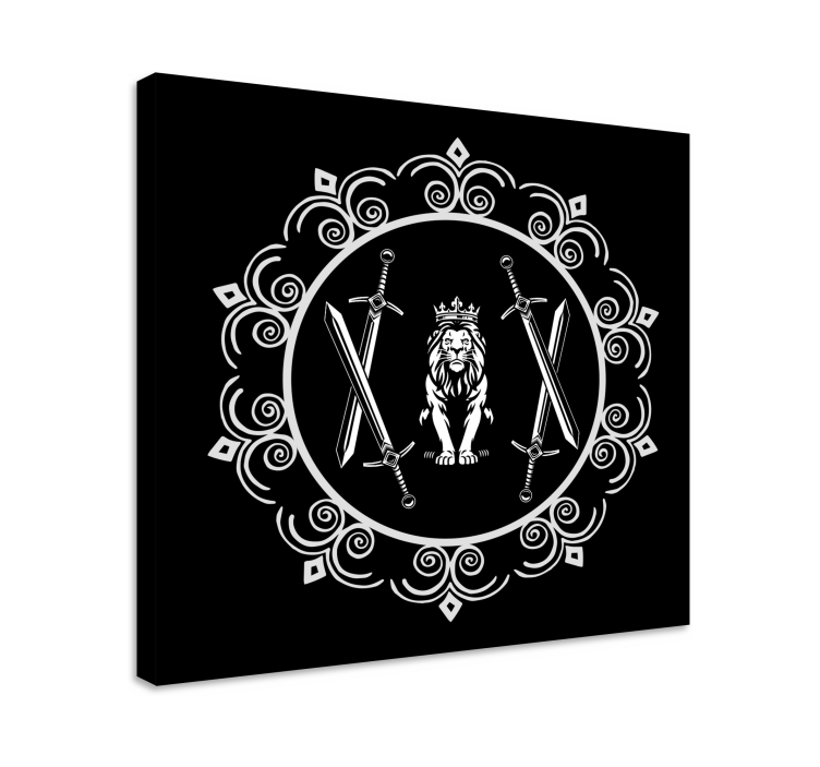 Tree canvas wall art lion with swords - TenStickers