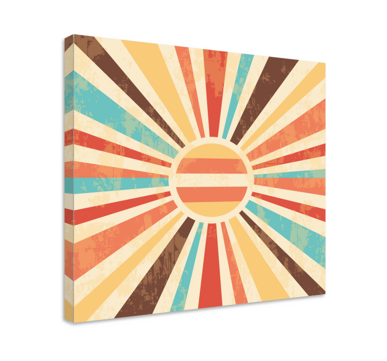 Colorful retro sun rays retro canvas - TenStickers