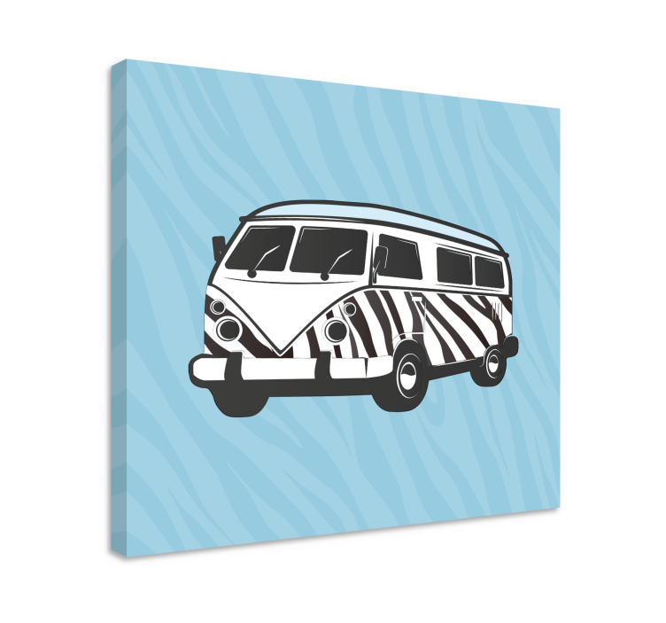 Floral canvas wall art retro caravan design - TenStickers
