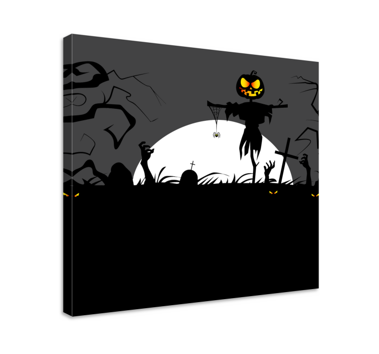Dark graveyard with scary faces modern canvas - TenStickers