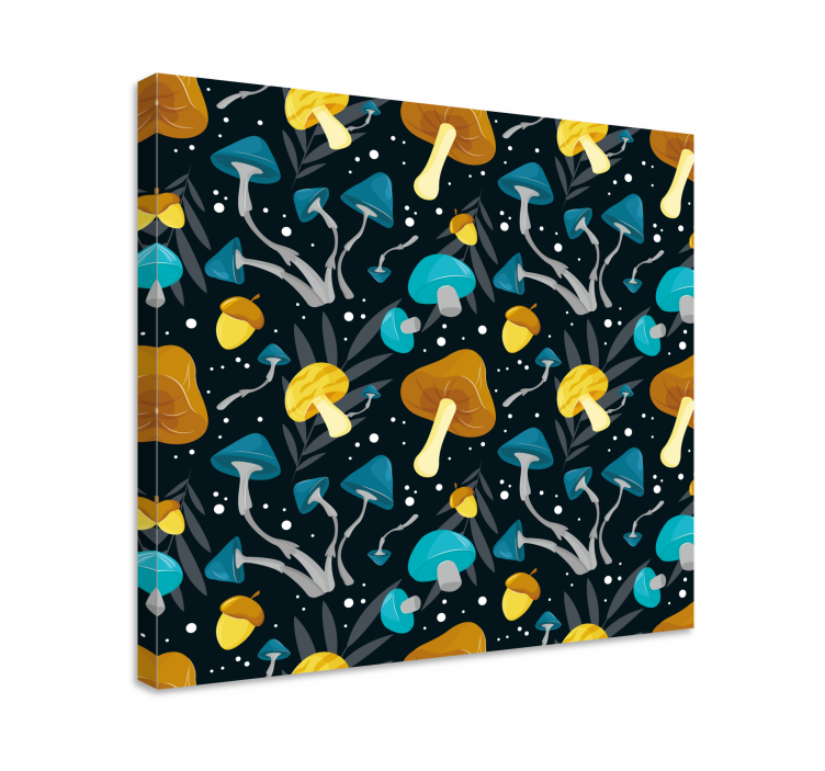 Blue and yellow mushroom design modern canvas - TenStickers