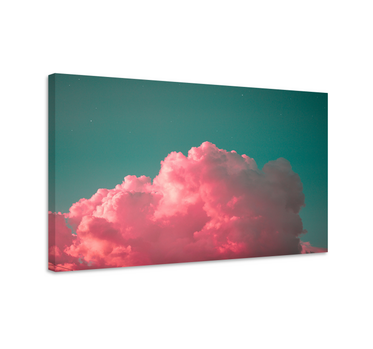 Pink clouds and lake aesthetic landscape canvas - TenStickers