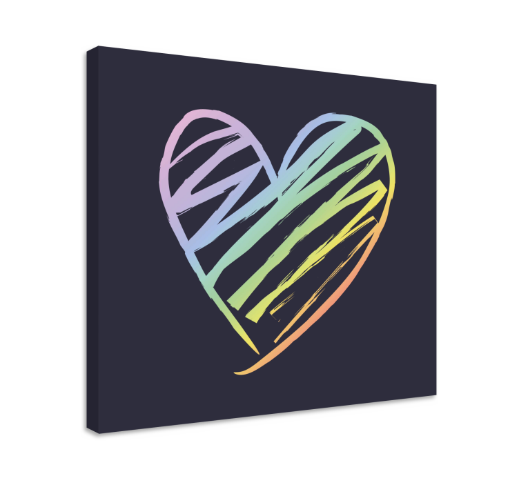 Rainbow holografic heart bedroom wall prints - TenStickers