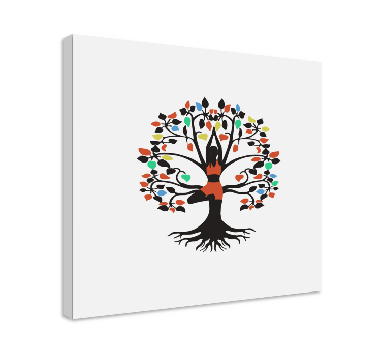 Colorful yoga tree pose  home canvas prints - TenStickers
