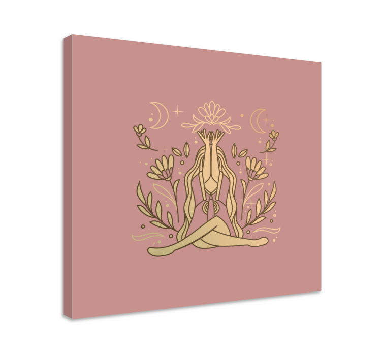 Yoga pose with lotus flower canvas art prints - TenStickers