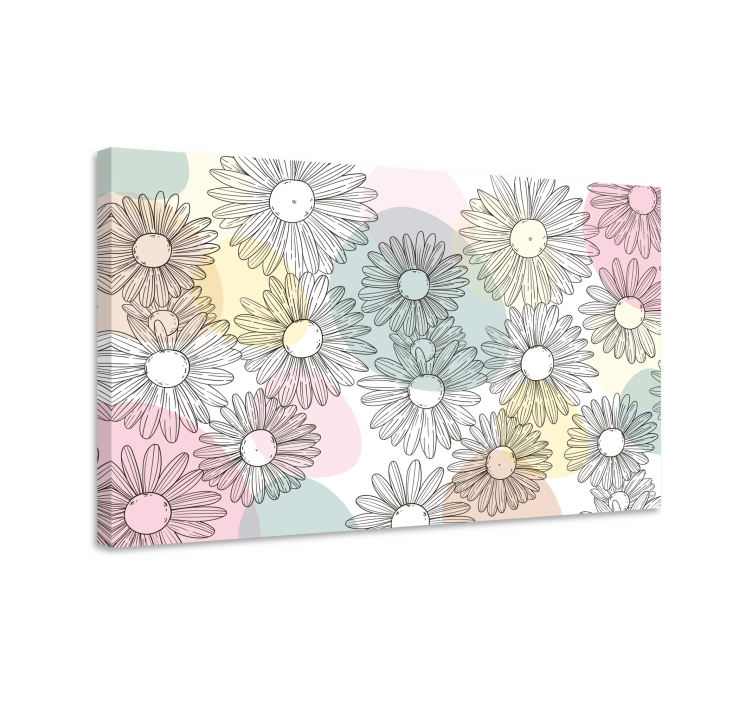 Flowers canvas daisy floral design - TenStickers