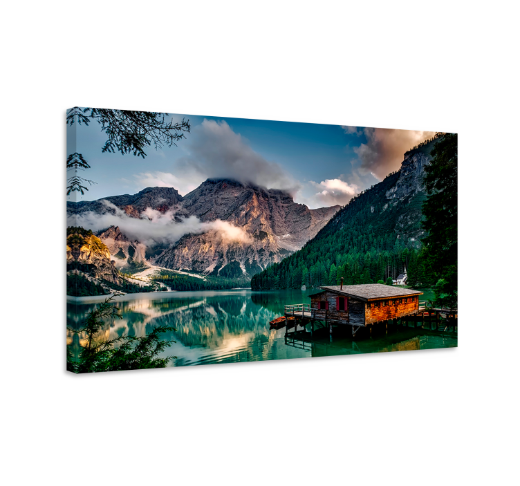Lake views cottagecore style landscape canvas - TenStickers