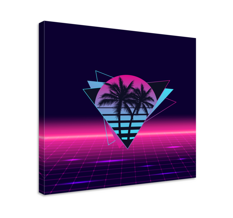 Vaporwave style palm tree retro canvas - TenStickers