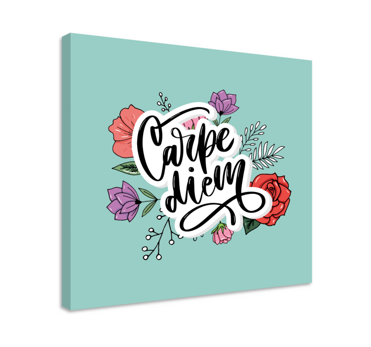 Carpe diem pink floral pattern canvas - TenStickers