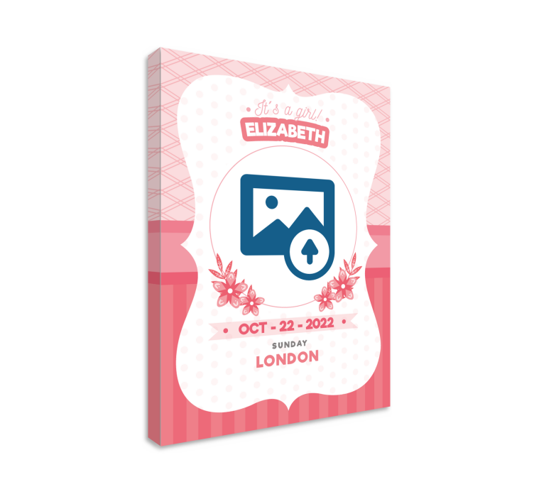 Birth information with photo custom canvas - TenStickers