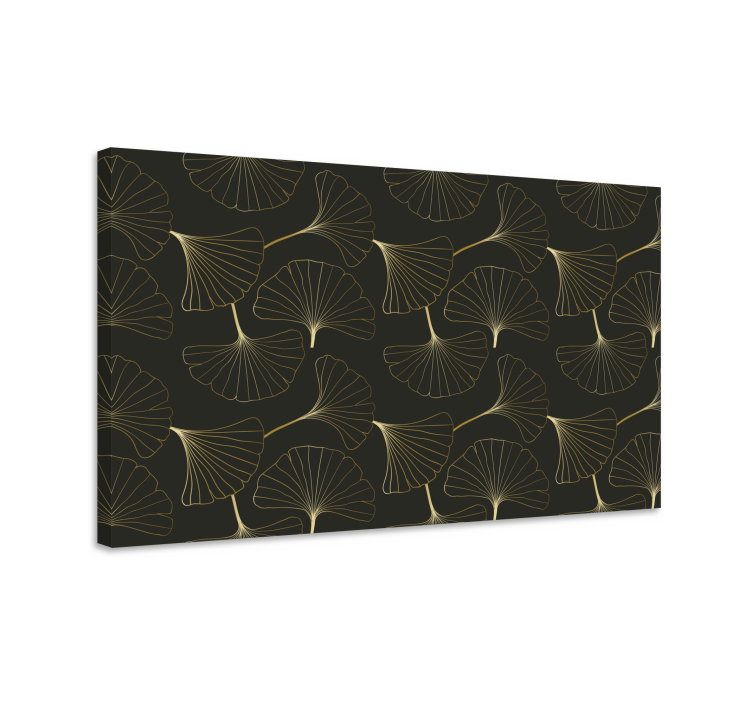 Ginkgo Leaves Charcoal Gold modern canvas - TenStickers