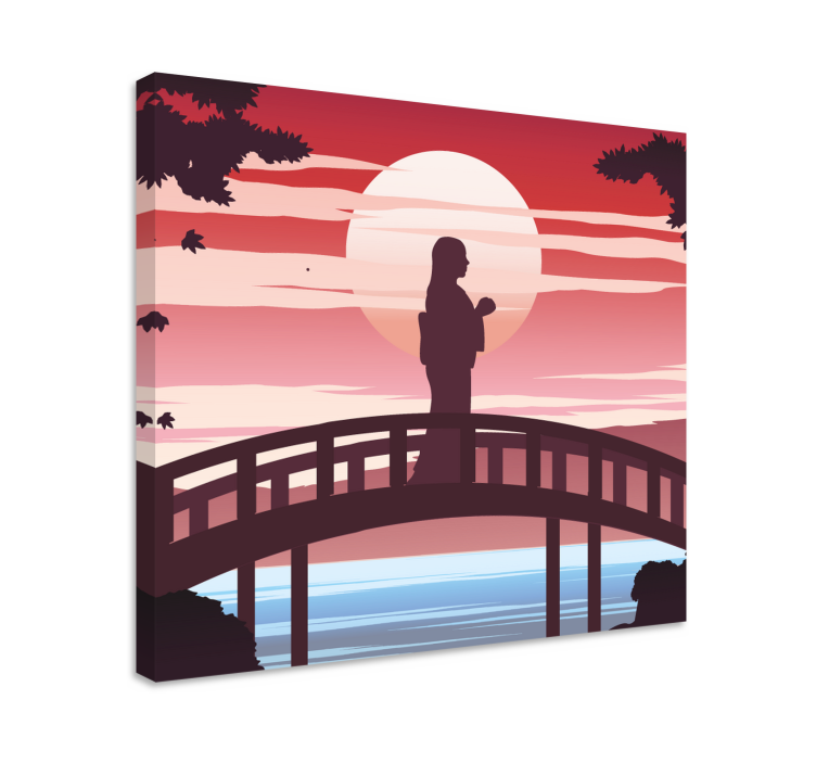Sunset illustration canvas art prints - TenStickers