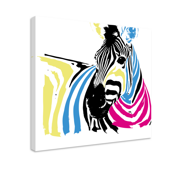 Colorful artistic style zebra modern canvas - TenStickers
