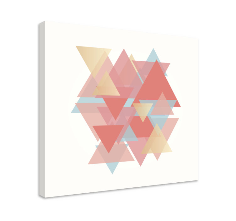 Pink and golden triangles canvas - TenStickers