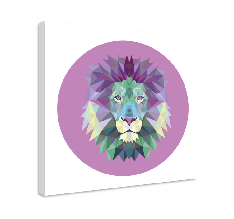 Geometric animal purple lion canvas prints - TenStickers