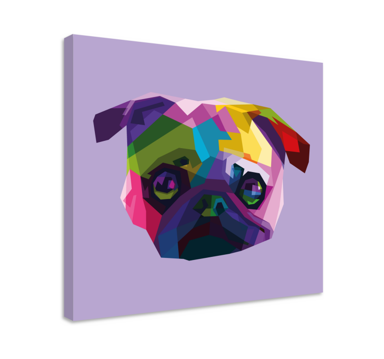 Geometric-animals pug dog dog canvas prints - TenStickers