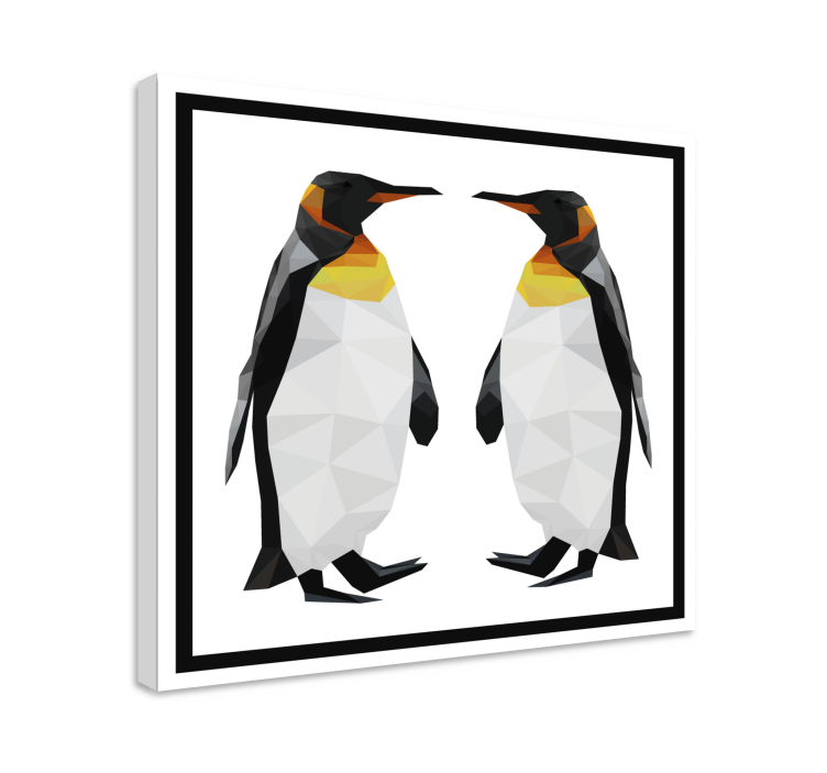 Geometric-animals pair of penguins bird canvas - TenStickers