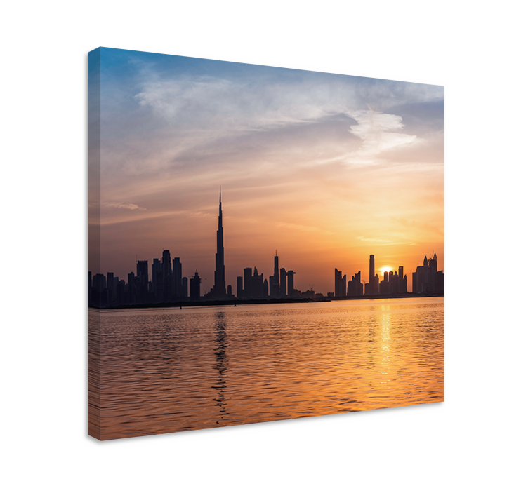 Cityscape wall art dubai skyline at sunset - TenStickers