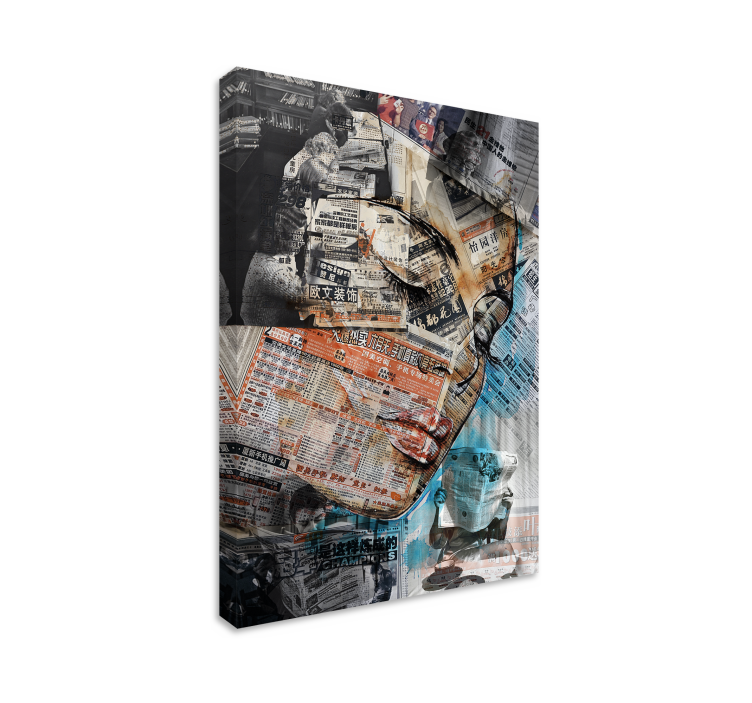 Woman face on newspapers canvas art prints - TenStickers