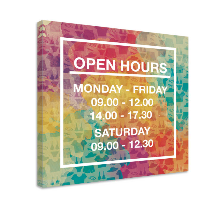 "opening hours" customized canvas print - TenStickers